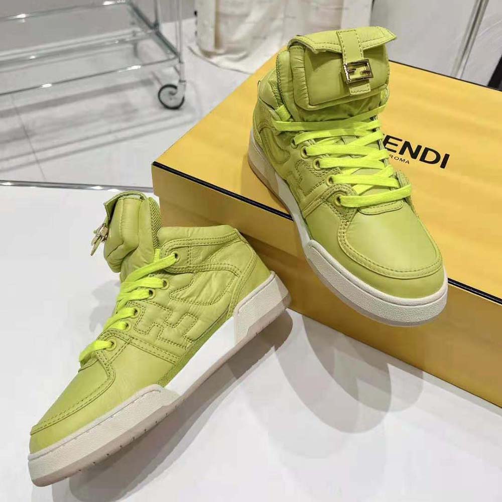 Fendi Unisex Match Acid Green Nylon High-Tops - image 5