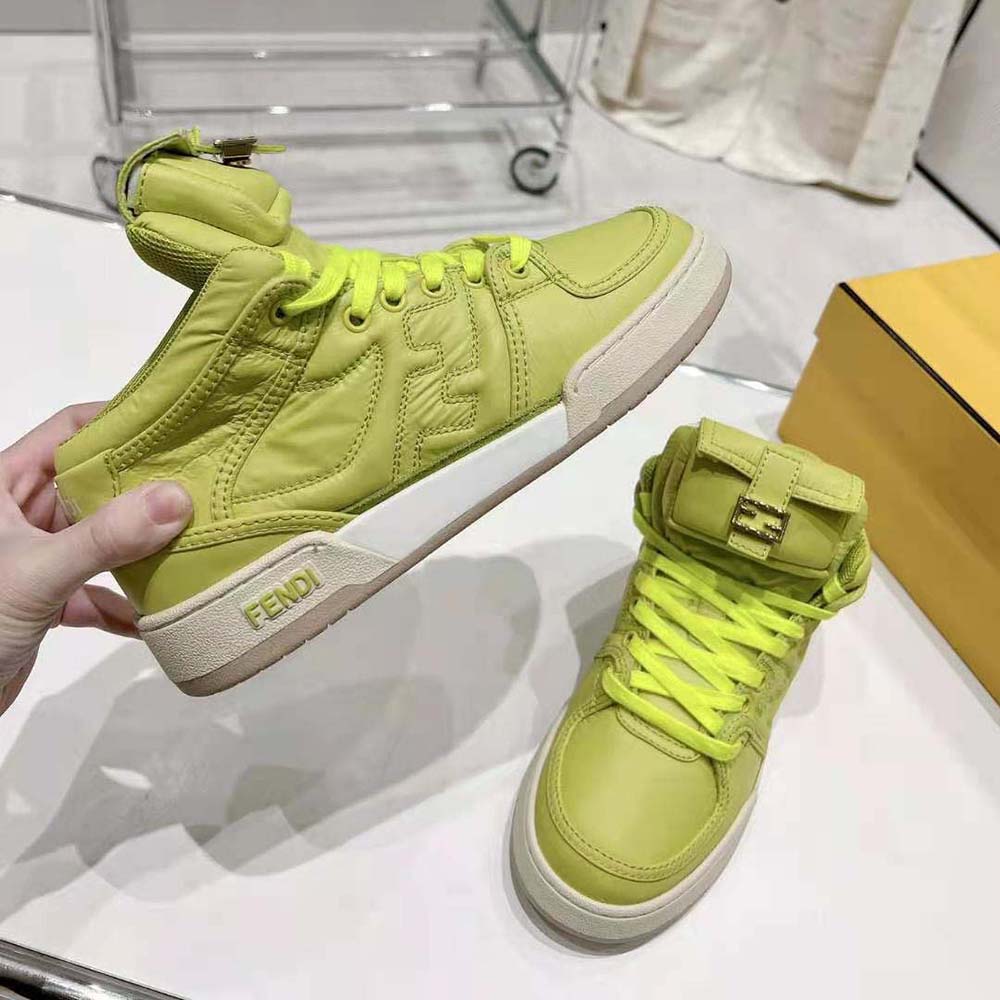 Fendi Unisex Match Acid Green Nylon High-Tops - image 6