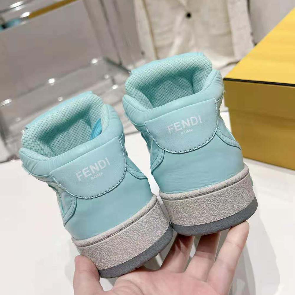 Fendi Unisex Match Turquoise Nylon High-Tops - image 9