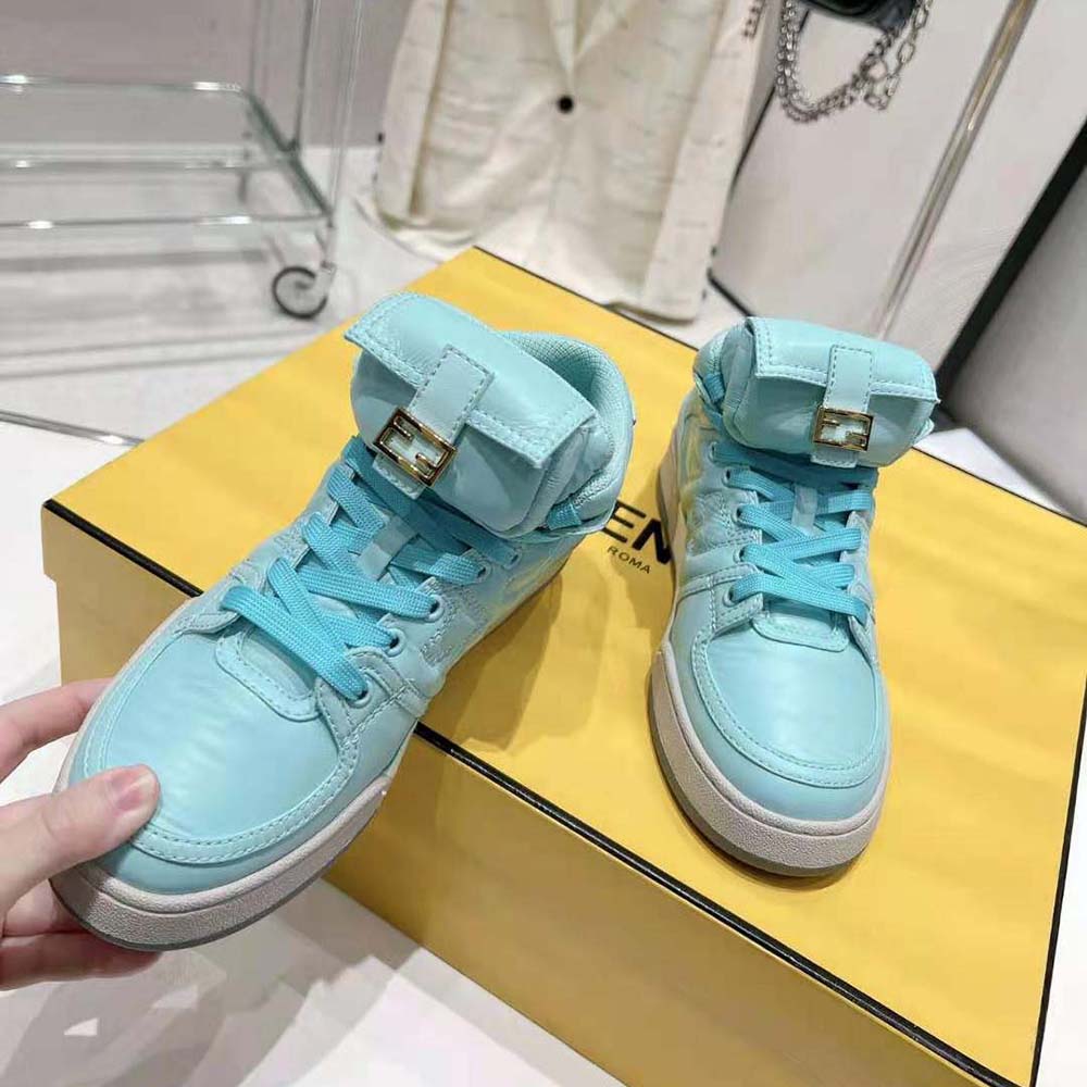 Fendi Unisex Match Turquoise Nylon High-Tops - image 5
