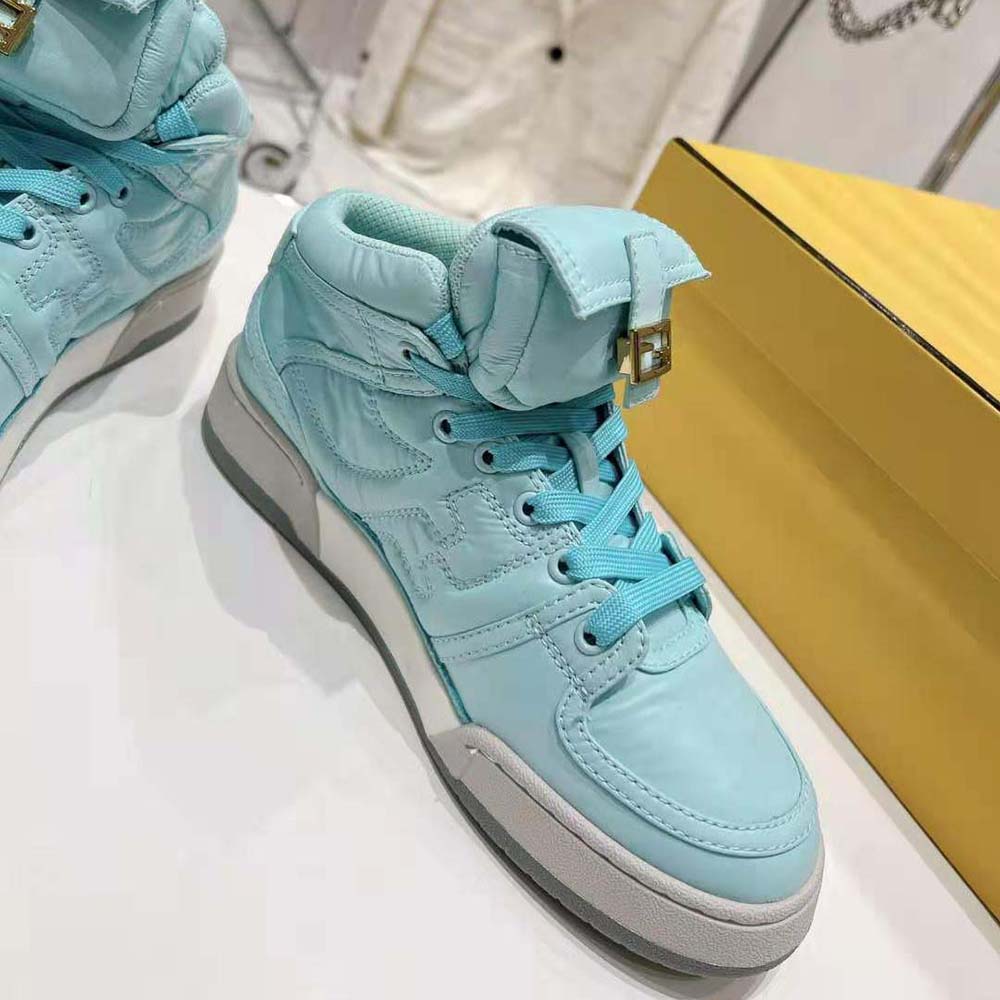 Fendi Unisex Match Turquoise Nylon High-Tops - image 6
