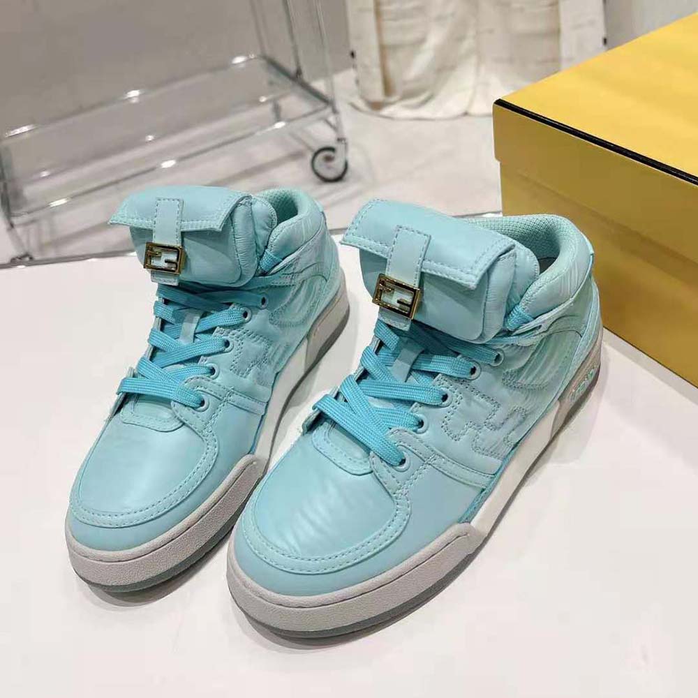 Fendi Unisex Match Turquoise Nylon High-Tops - image 4
