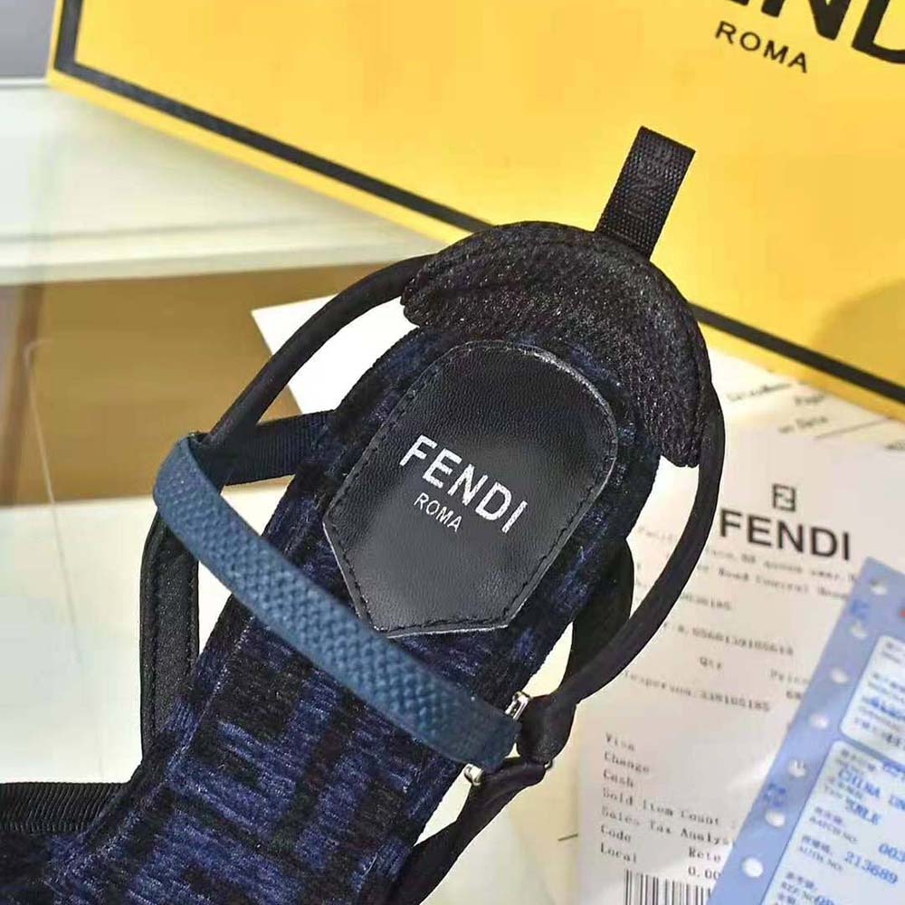 Fendi Women Colibrì Lite High-heeled Blue FF Chenille Slingbacks - image 8