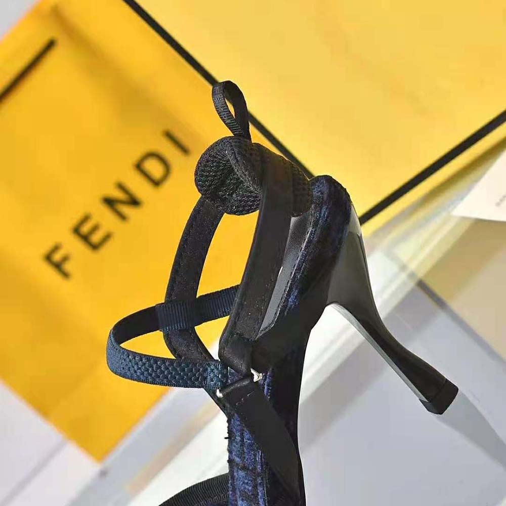 Fendi Women Colibrì Lite High-heeled Blue FF Chenille Slingbacks - image 9