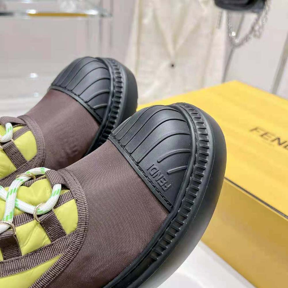 Fendi Women Domino Acid Green Nylon Biker Boots - image 9