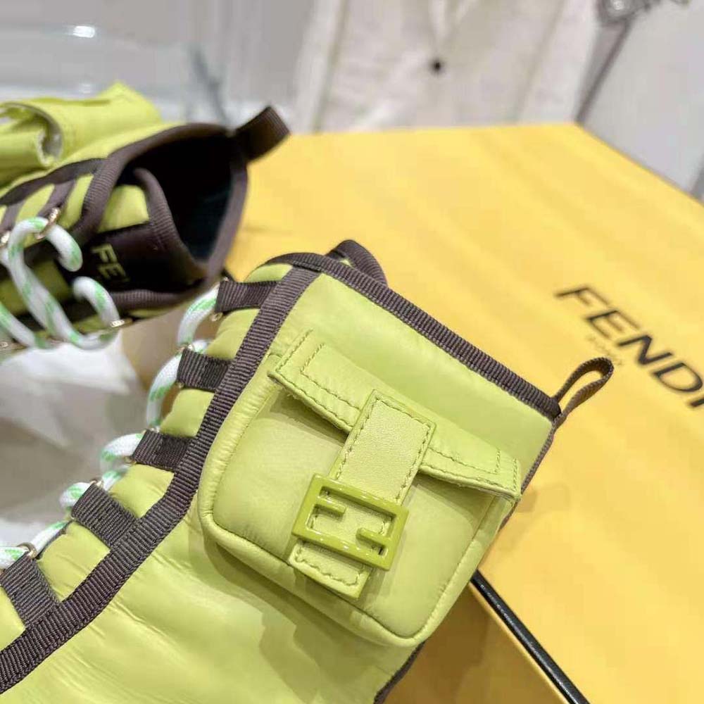 Fendi Women Domino Acid Green Nylon Biker Boots - image 7