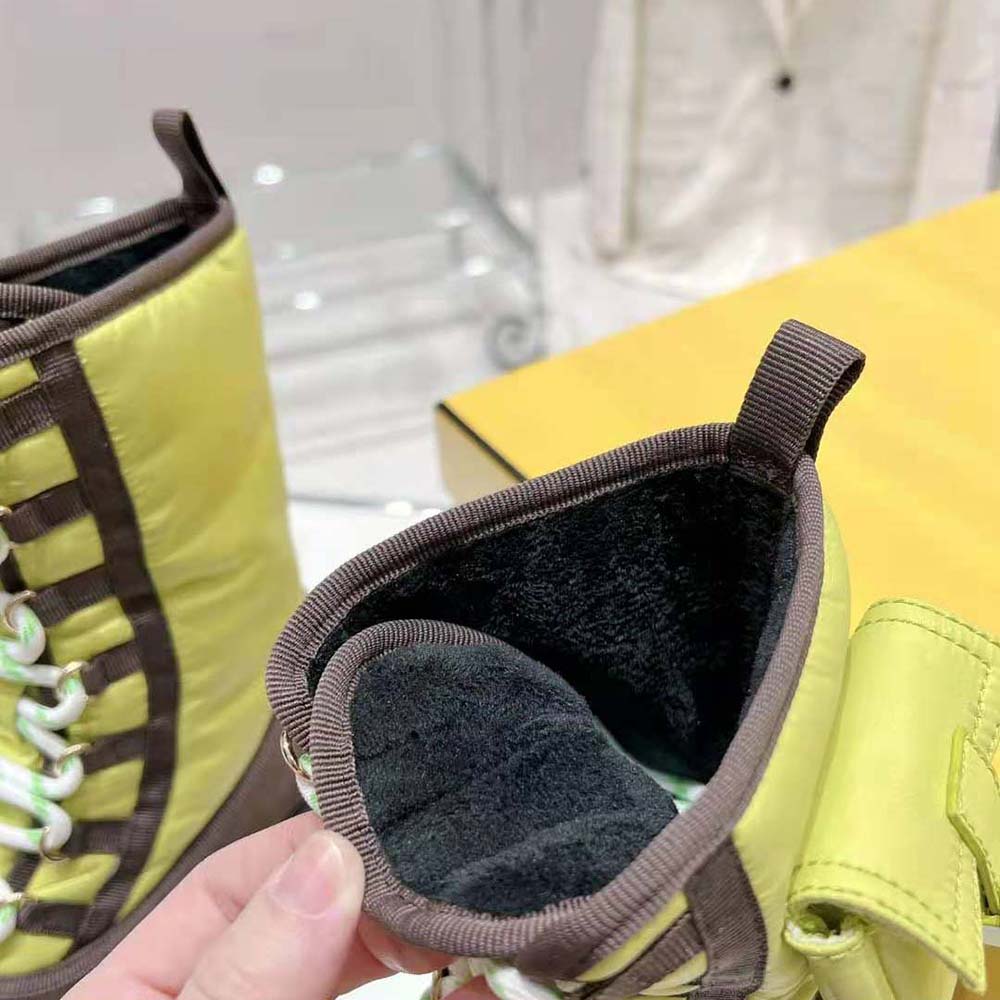Fendi Women Domino Acid Green Nylon Biker Boots - image 8