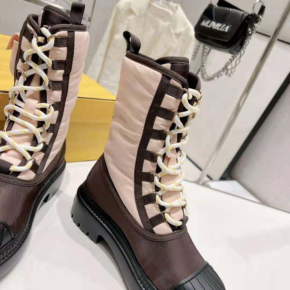 Fendi Women Domino Pink Nylon Biker Boots - image 6