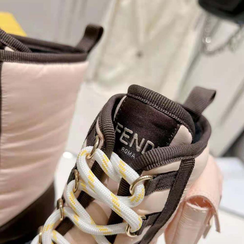 Fendi Women Domino Pink Nylon Biker Boots - image 7
