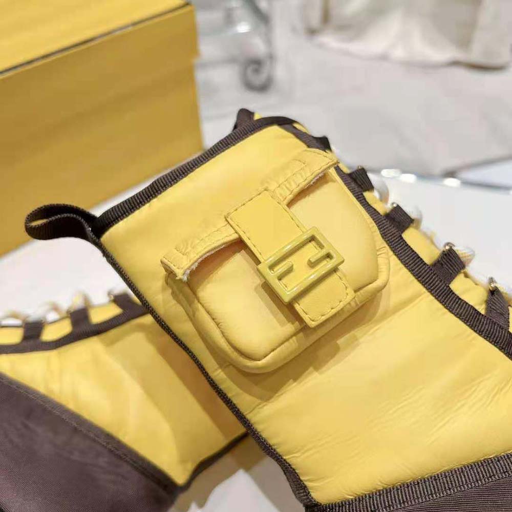 Fendi Women Domino Yellow Nylon Biker Boots - image 8