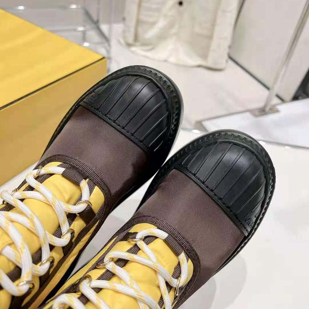 Fendi Women Domino Yellow Nylon Biker Boots - image 7