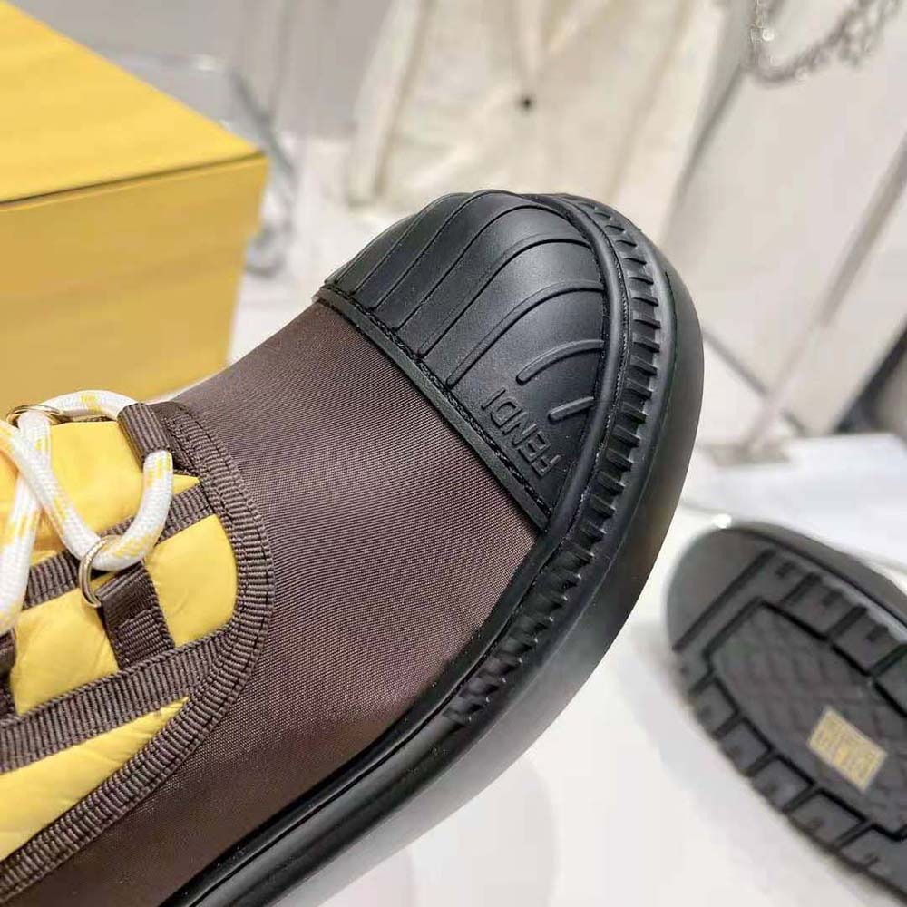 Fendi Women Domino Yellow Nylon Biker Boots - image 10
