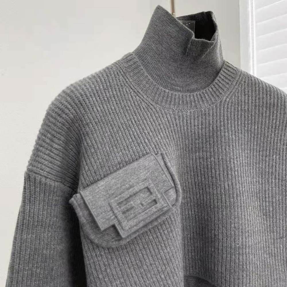 Fendi Women Gray Wool and Cashmere Sweater - image 8