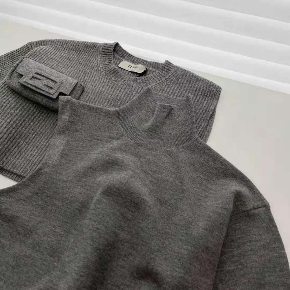 Fendi Women Gray Wool and Cashmere Sweater - image 7