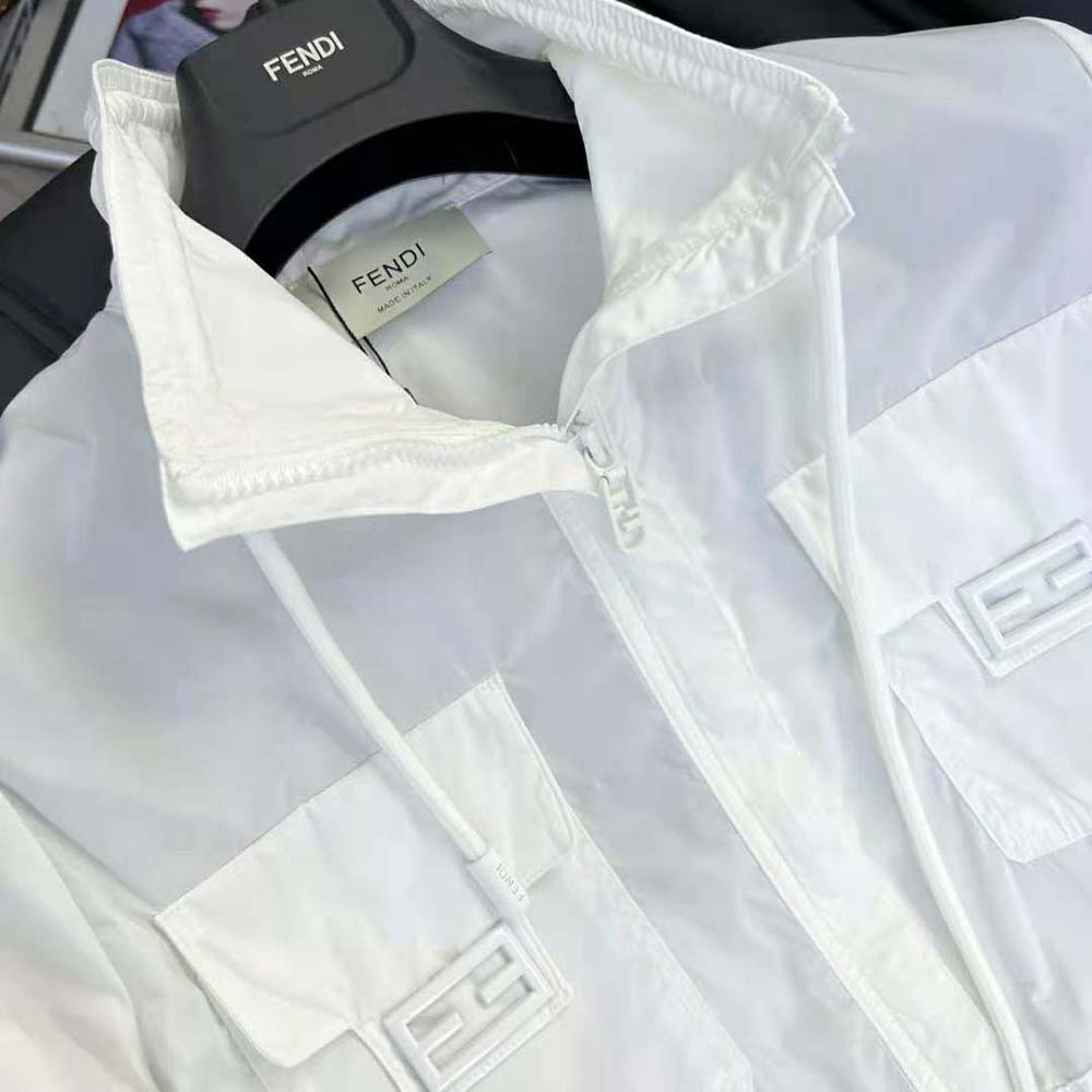 Fendi Women High Collar Shirt White Cotton Dress - image 7