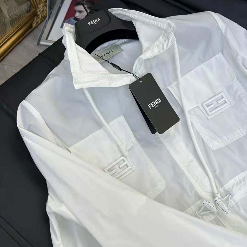Fendi Women High Collar Shirt White Cotton Dress - image 6