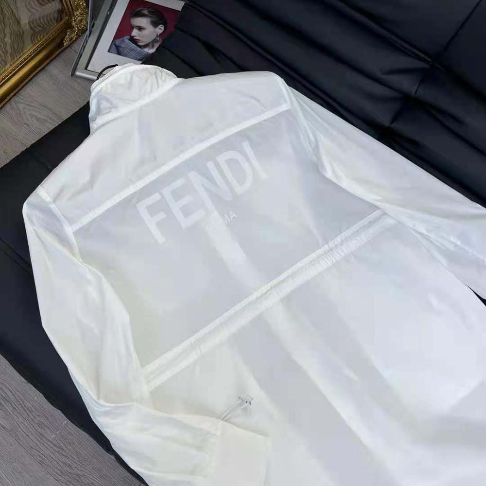 Fendi Women High Collar Shirt White Cotton Dress - image 5