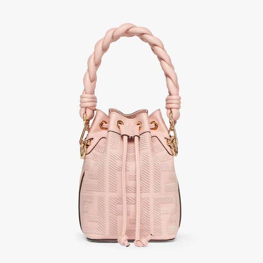 Front view of Fendi Women Mon Tresor Pink FF Canvas Mini-Bag