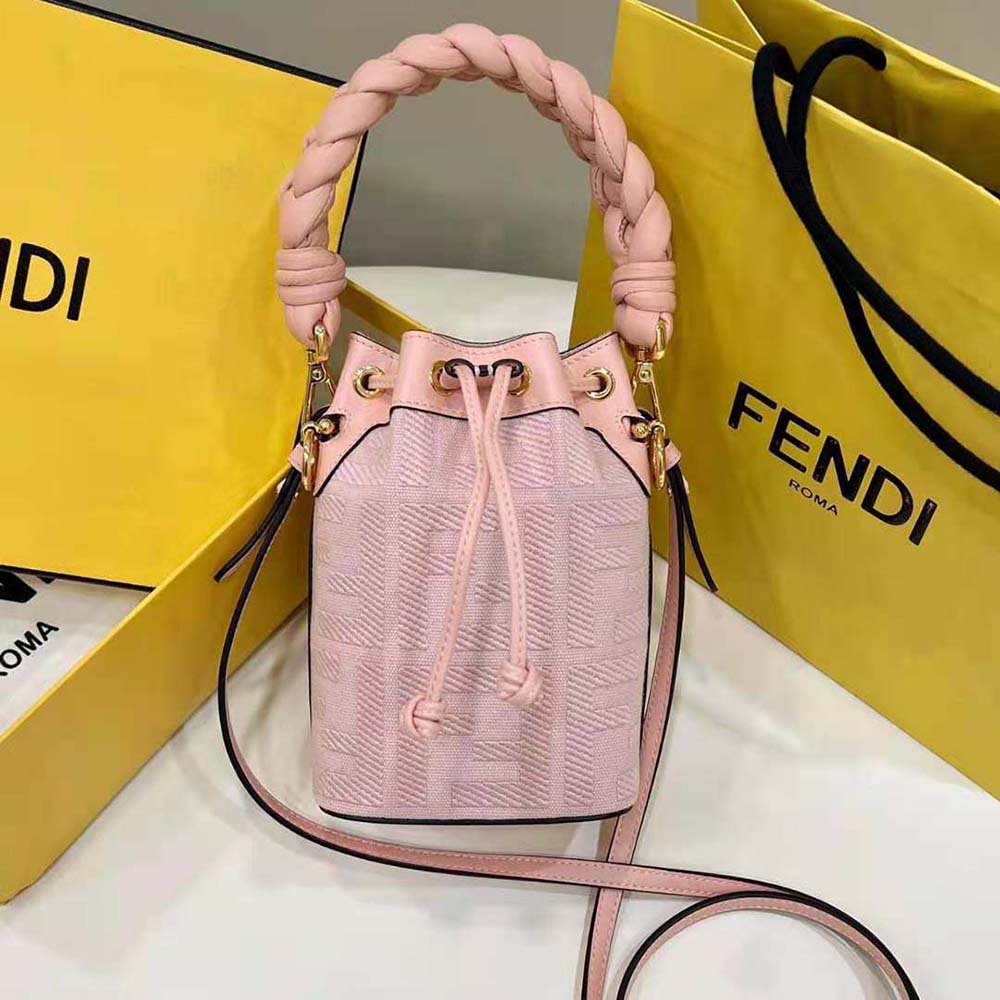 Close-up of gold-tone hardware on Fendi Mon Tresor Pink mini-bag