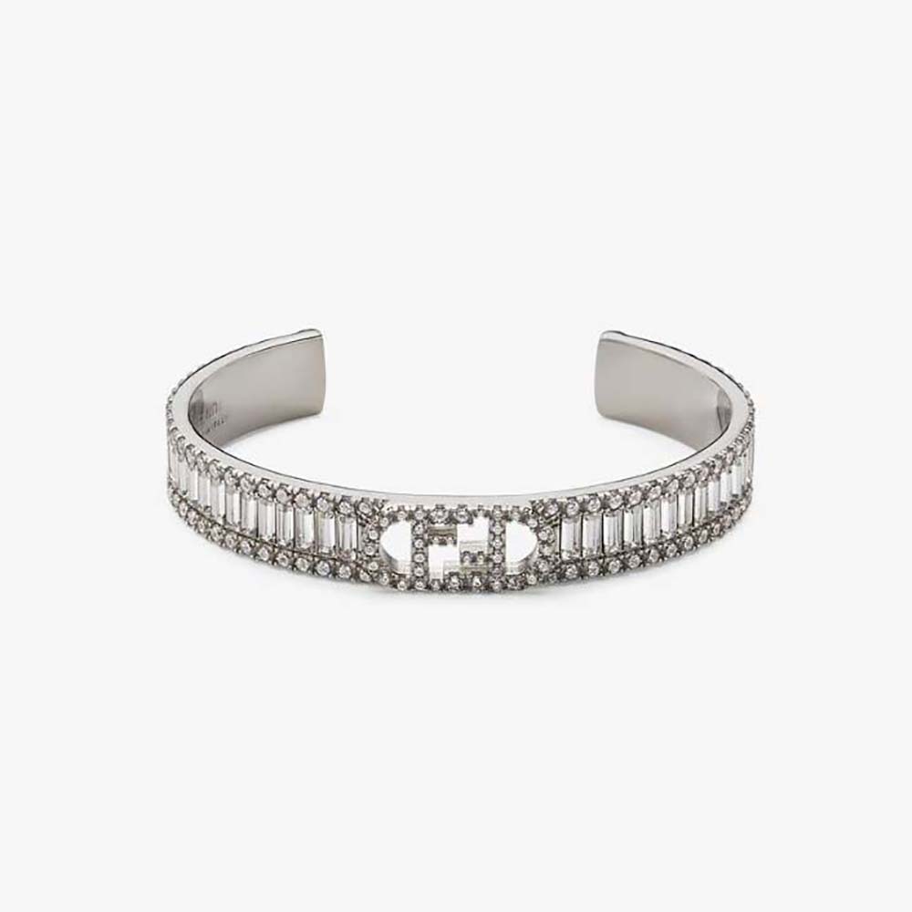 Close-up of Fendi Women O’Lock Bracelet Silver-Colored Bracelet clasp detail