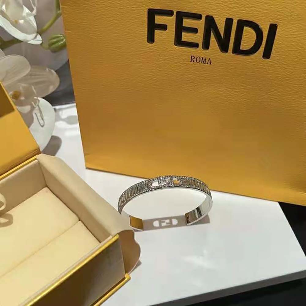 Fendi Women O’Lock Bracelet Silver-Colored Bracelet worn on wrist, elegant view