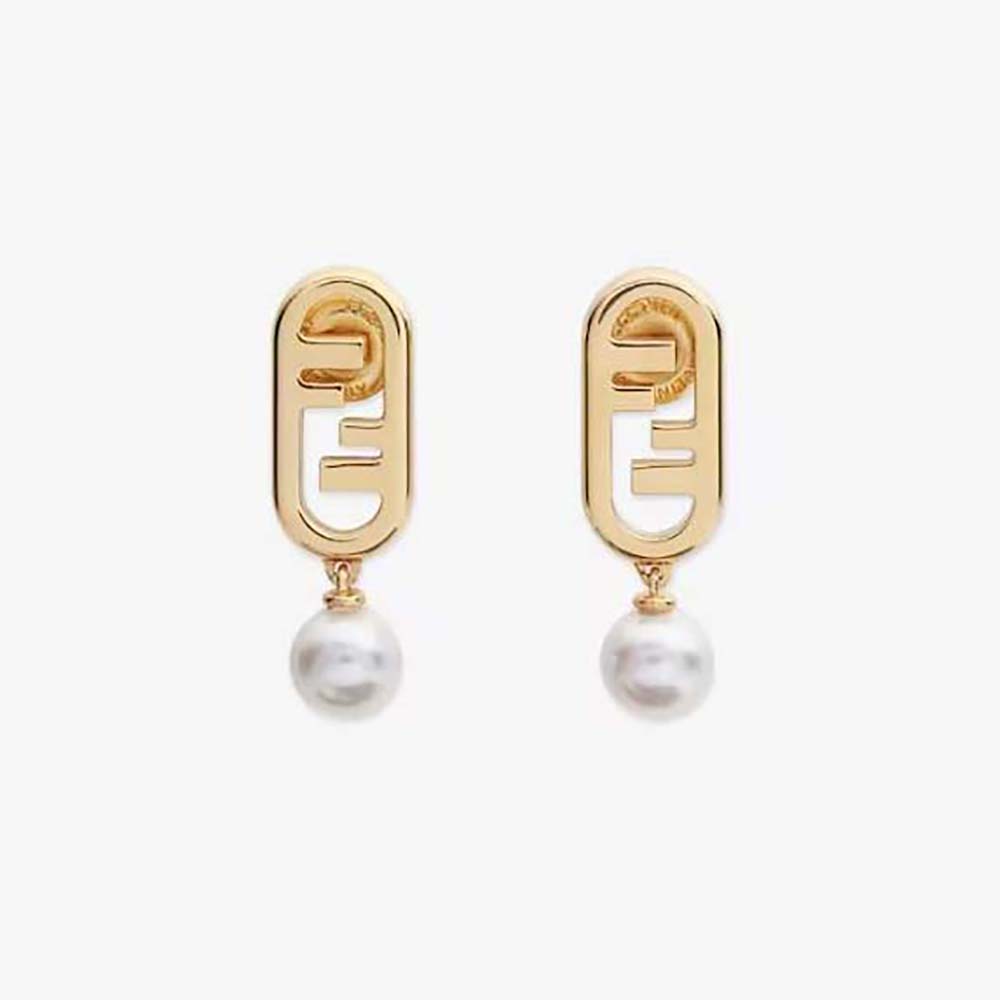 Front view of Fendi Women O’Lock Earrings Gold-Colored Earrings