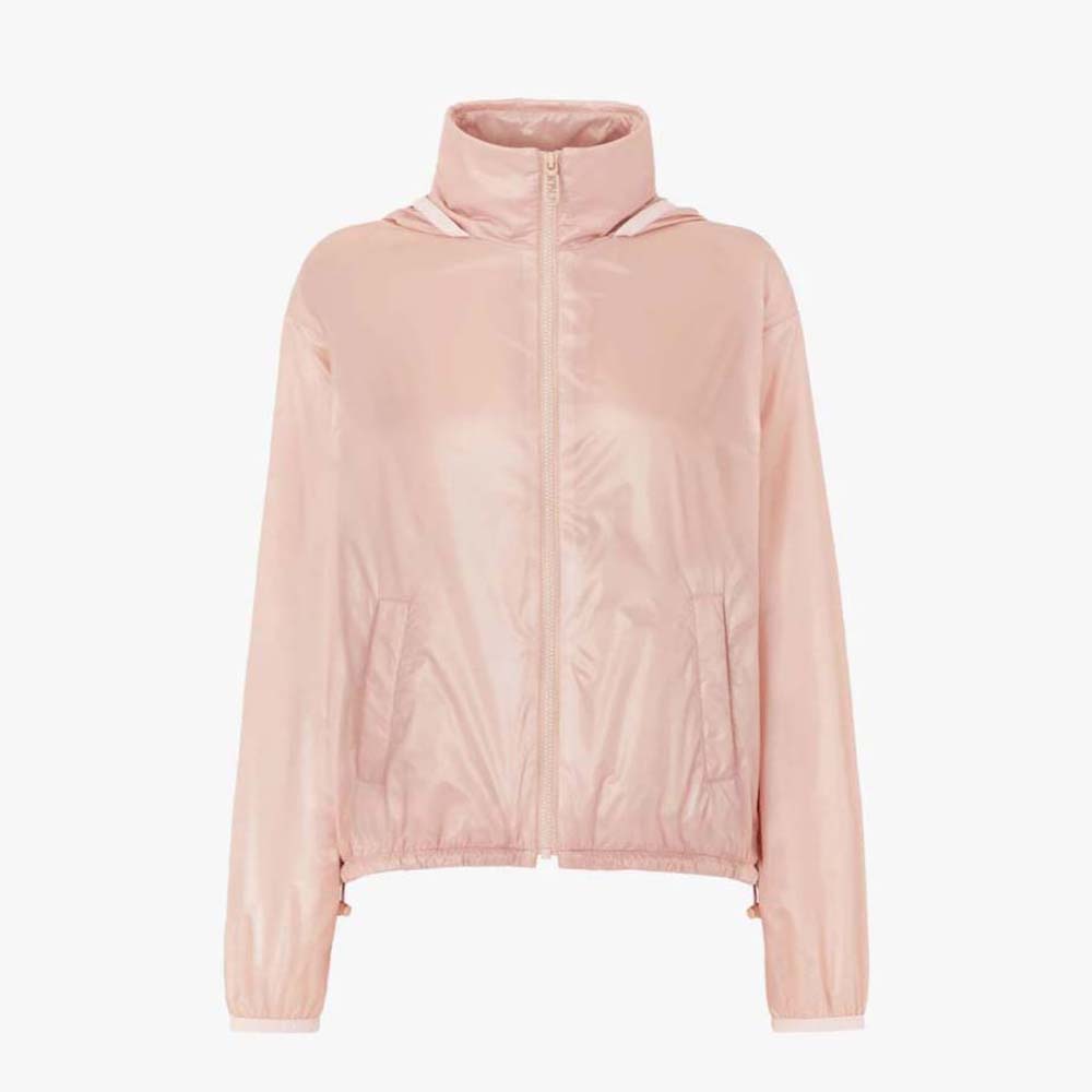 Front view of Fendi Women Pink Nylon Windbreaker-Pink with zip closed