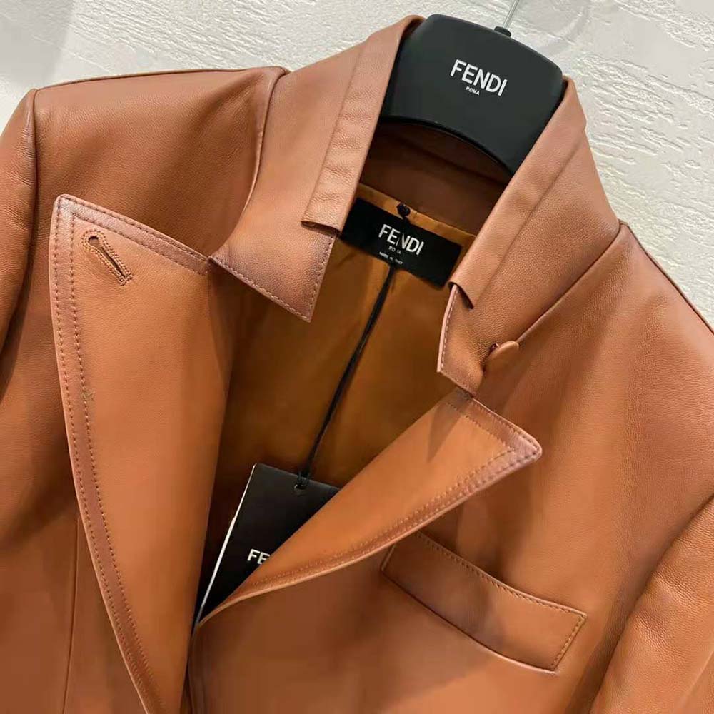 Fendi Women Shaded-Effect Tan Leather Jacket - image 6