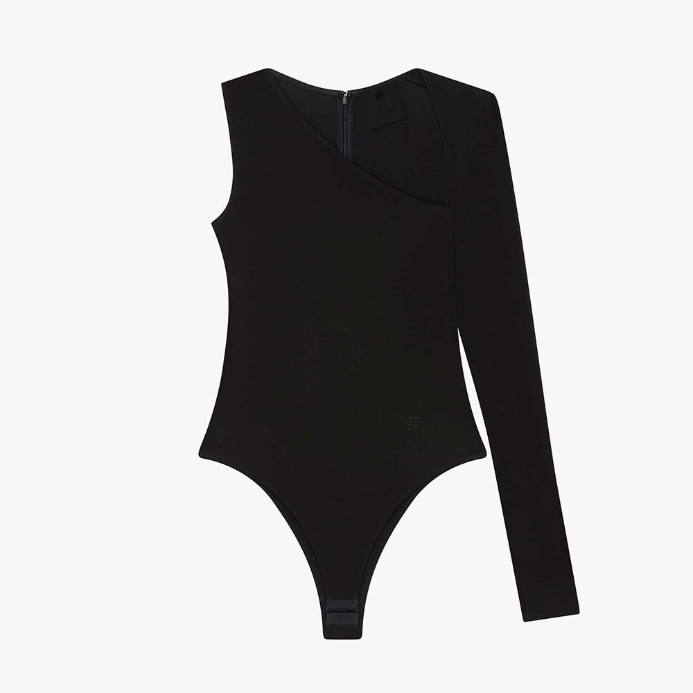 Front view of Givenchy Women One-Shoulder Body in Viscose Crepe black