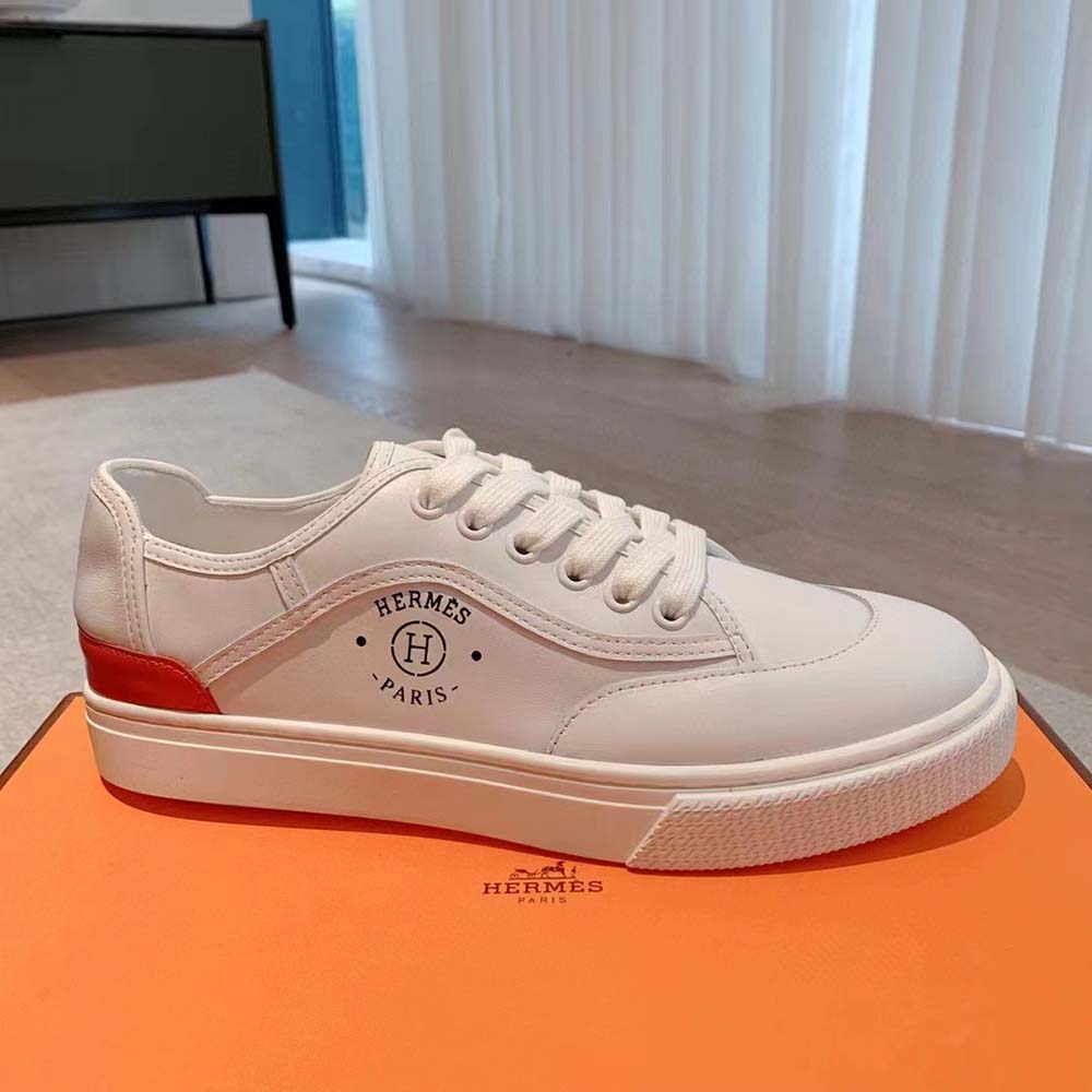 Top angle showing lace-up detail of Hermes Unisex Get Sneaker