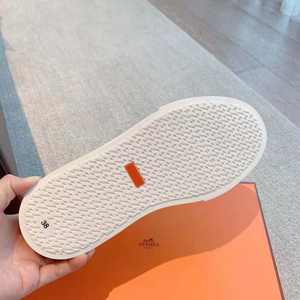 Hermes Unisex Get Sneaker in Suede Goatskin and Calfskin with Signature “Hermès Paris” Stencil-Black - image 10