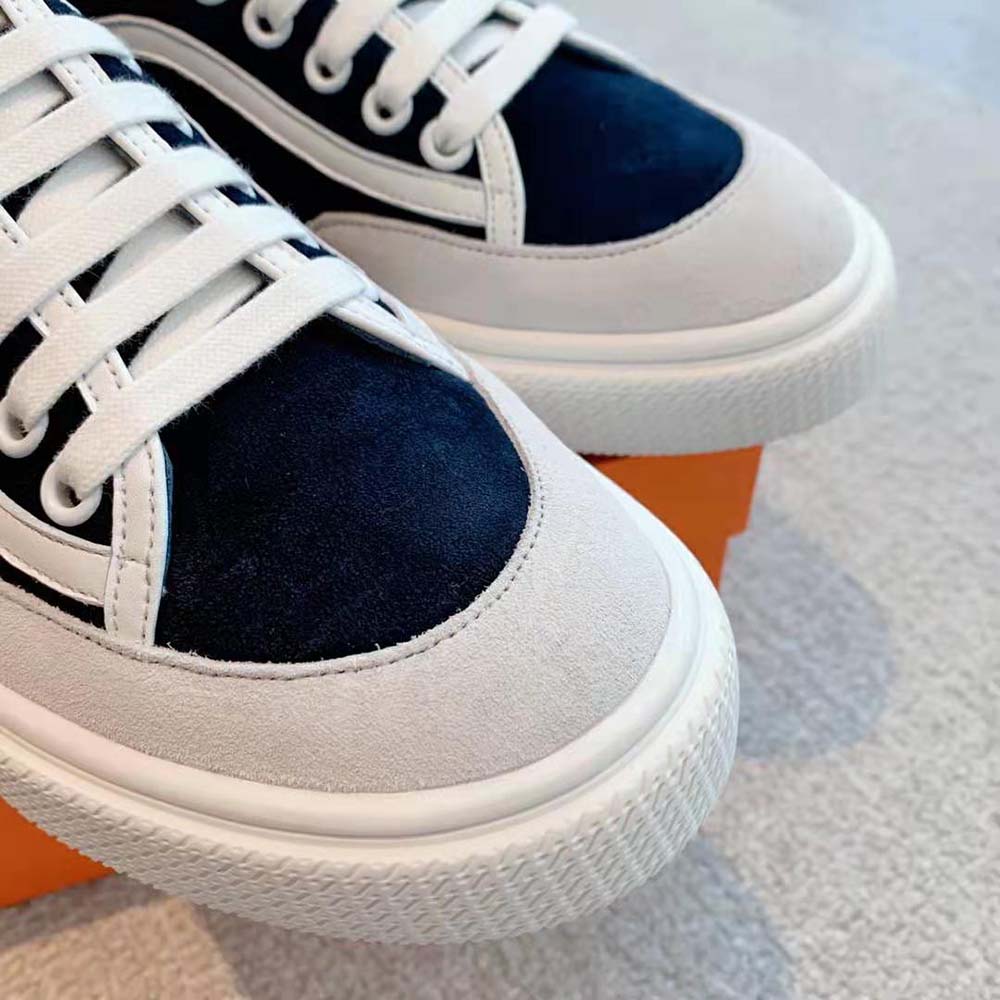 Hermes Unisex Get Sneaker in Suede Goatskin and Calfskin with Signature “Hermès Paris” Stencil-Black - image 8