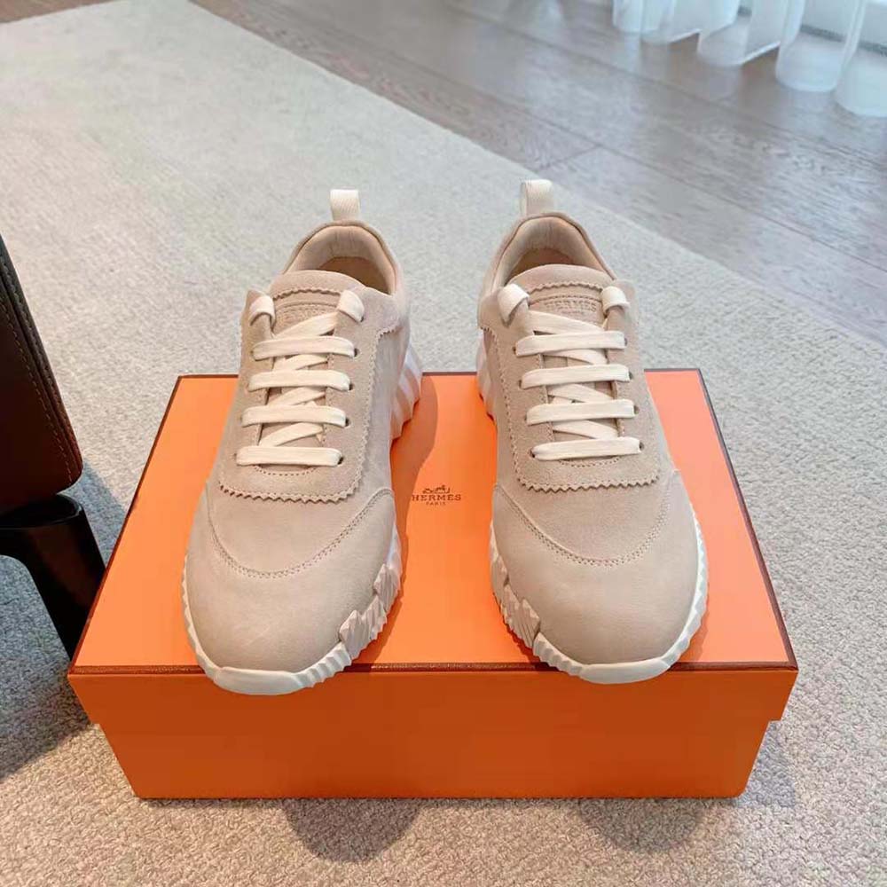 Outsole detail showing rubber cushioning on Hermes Women Bouncing Sneaker in Sandy