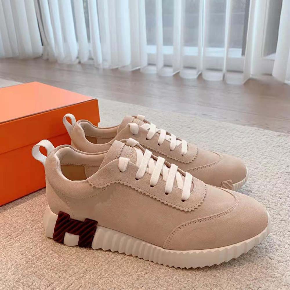Hermes Women Bouncing Sneaker in Suede Goatskin-Sandy - image 4