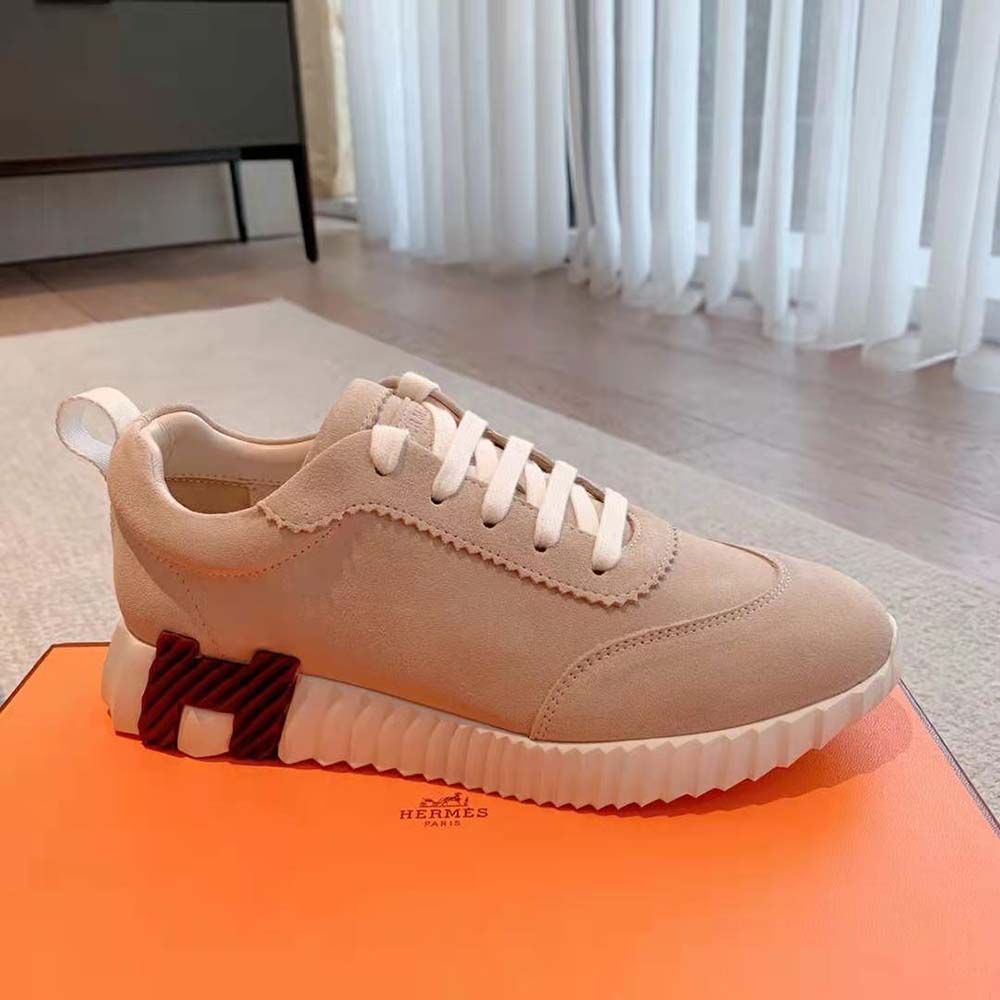 Hermes Women Bouncing Sneaker in Suede Goatskin-Sandy - image 6