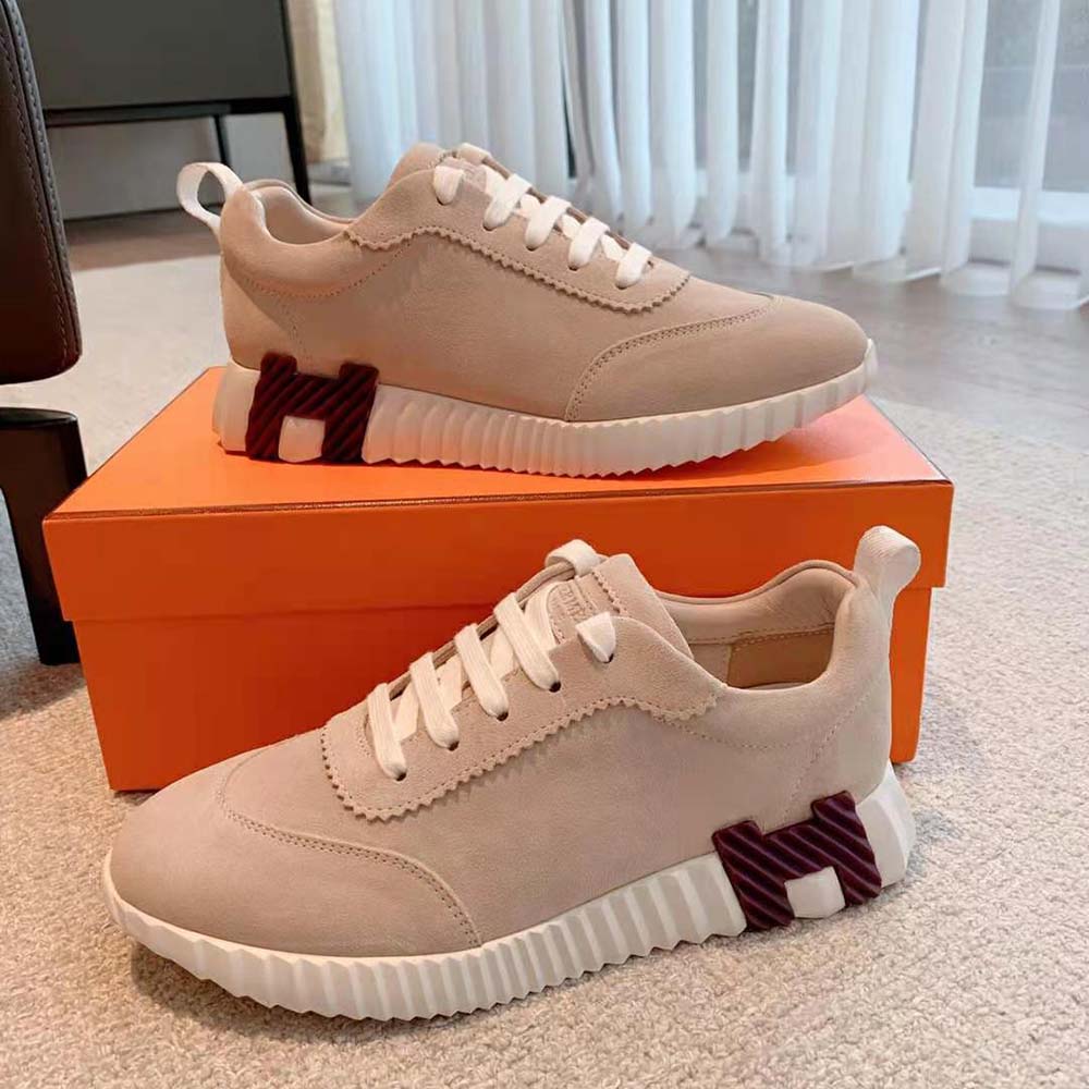 Hermes Women Bouncing Sneaker in Suede Goatskin-Sandy - image 5