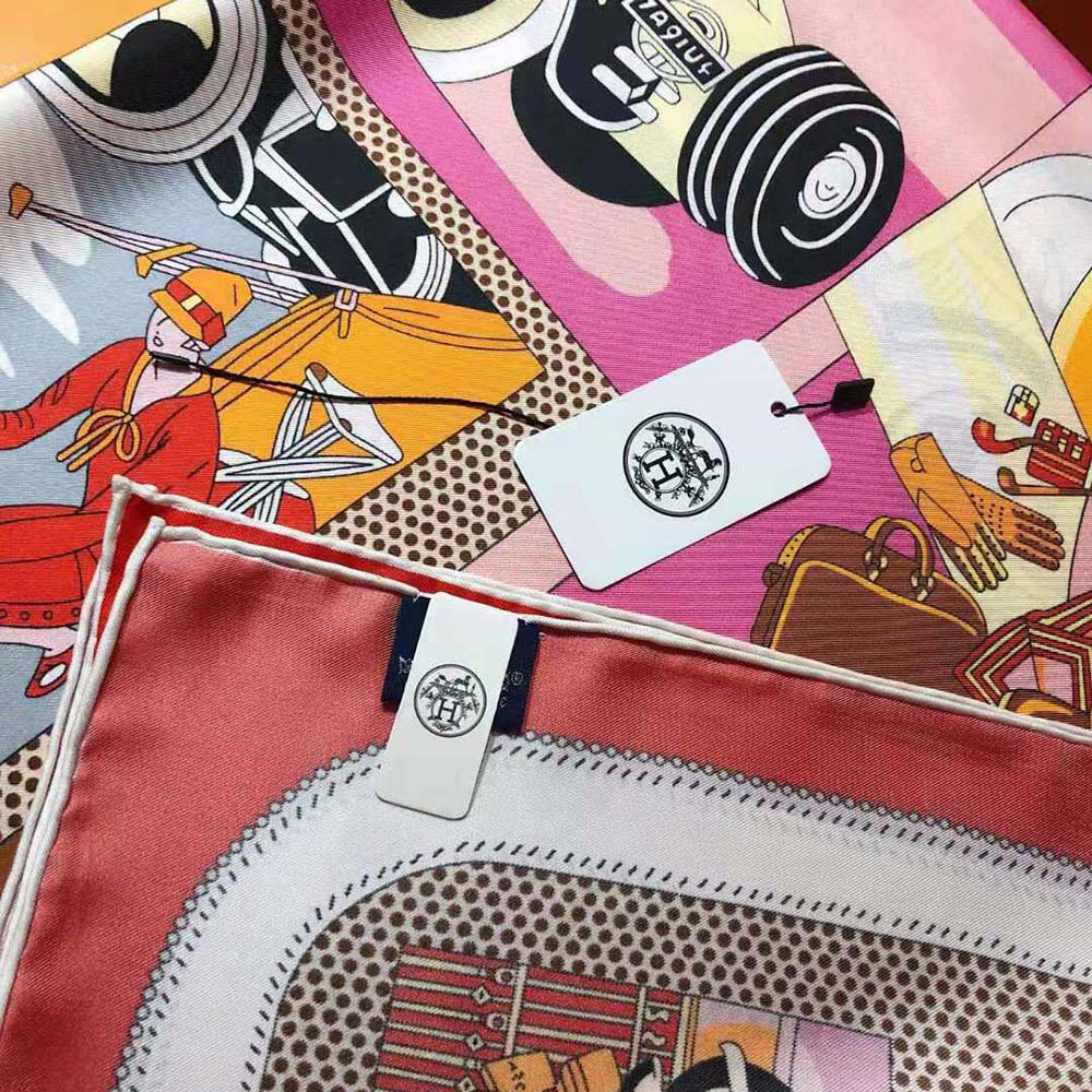 Hermes Women Confort en Automobile Scarf 70 in Silk Twill with Hand-Rolled Edges-Red - image 7