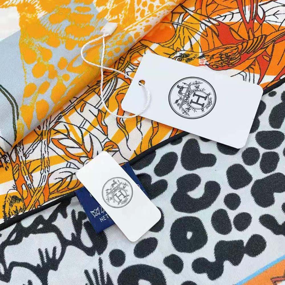 Hermes Women Jungle Love Stamped Scarf 70 in Silk Twill with Hand-Rolled Edges-Red - image 8