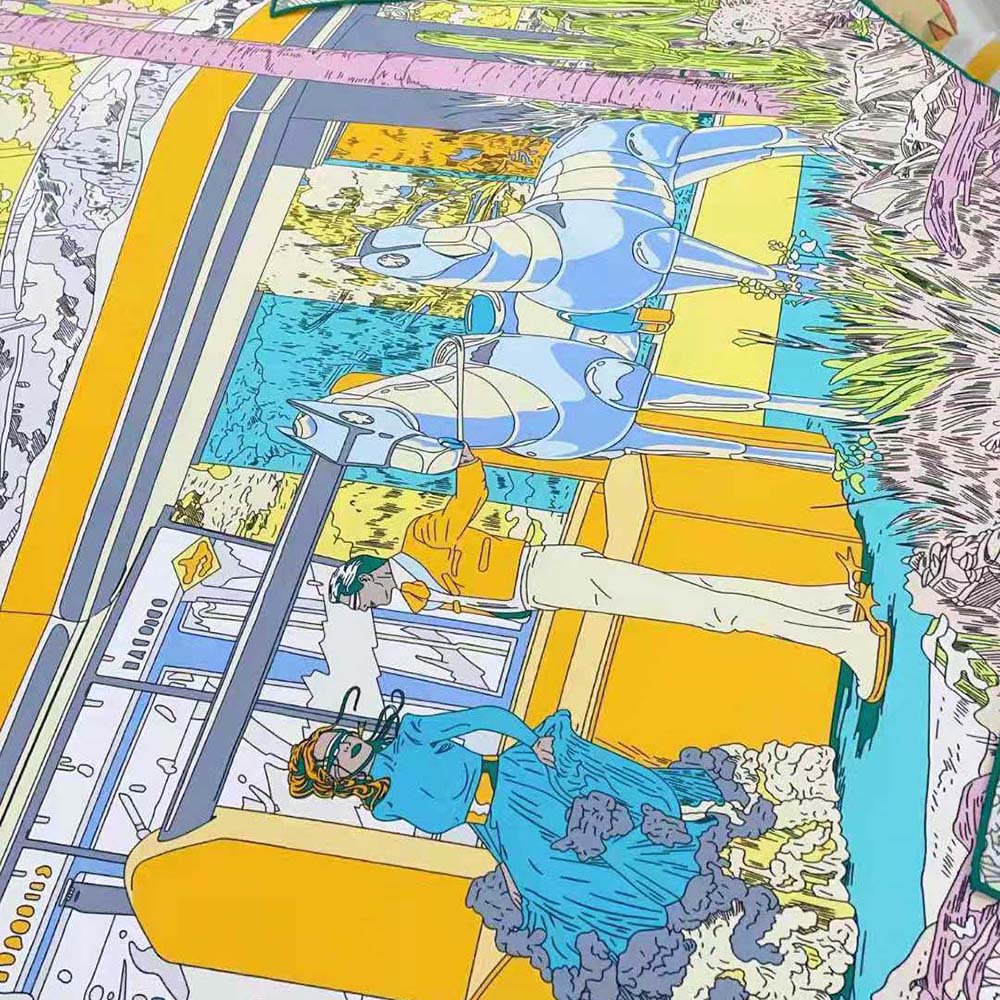 Hermes Women Rendez-Vous Galant Scarf 70 in Silk Twill with Hand-Rolled Edges-Pink - image 7