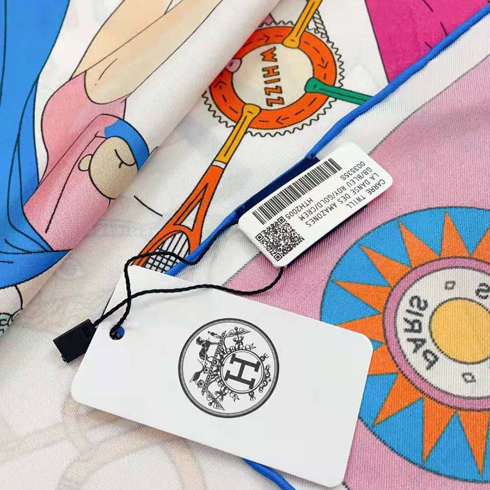 Hermes Women Tea for Two Scarf 90 in Silk Twill with Hand-Rolled Edges-Pink - image 8