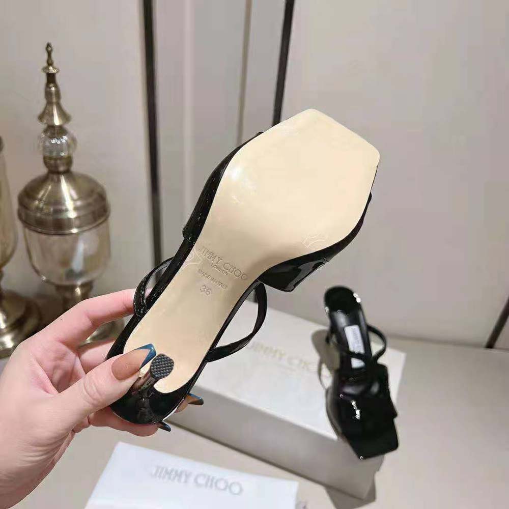 Jimmy Choo Women Anise 95 Black Patent Leather Mules-Black - image 10