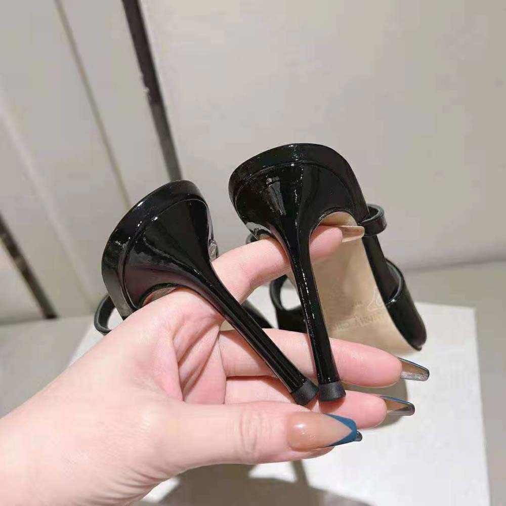Jimmy Choo Women Anise 95 Black Patent Leather Mules-Black - image 9