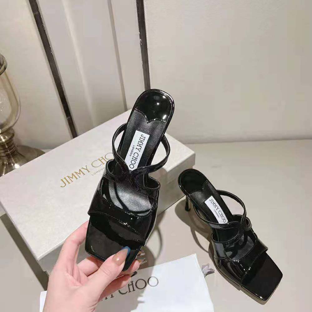 Jimmy Choo Women Anise 95 Black Patent Leather Mules-Black - image 5