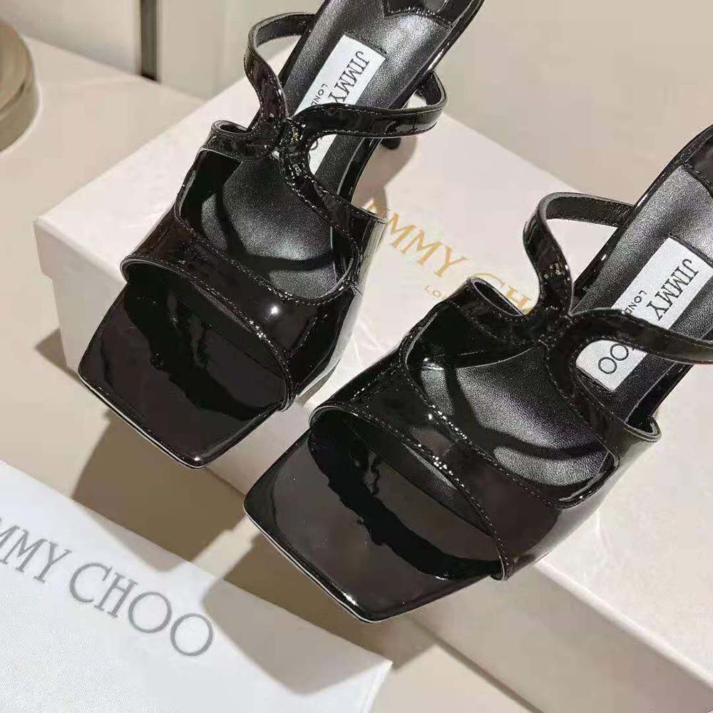 Jimmy Choo Women Anise 95 Black Patent Leather Mules-Black - image 8