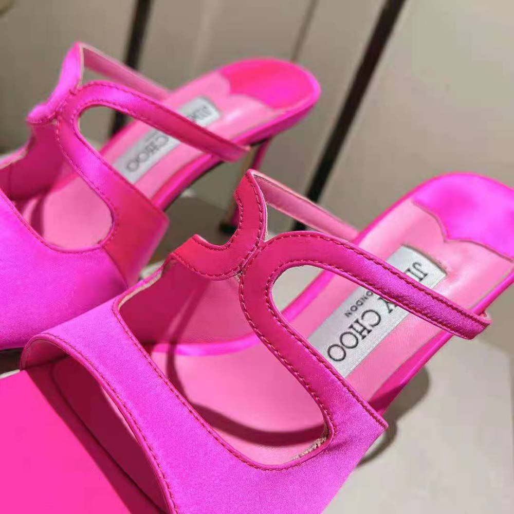 Jimmy Choo Women Anise 95 Fuchsia Satin Mules in 95mm Heel Height - image 7