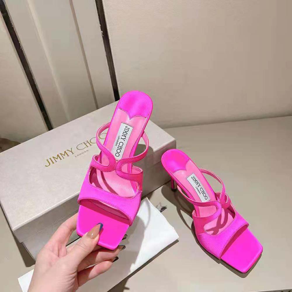 Jimmy Choo Women Anise 95 Fuchsia Satin Mules in 95mm Heel Height - image 4