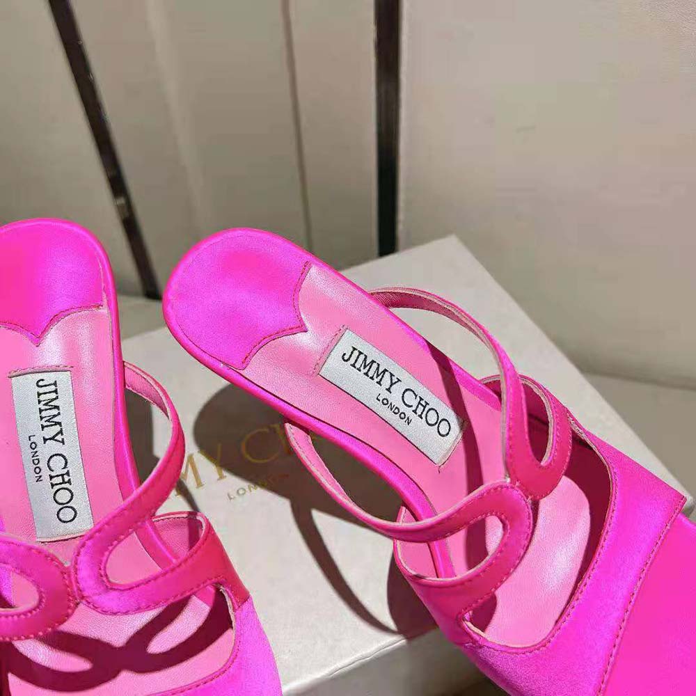 Jimmy Choo Women Anise 95 Fuchsia Satin Mules in 95mm Heel Height - image 9