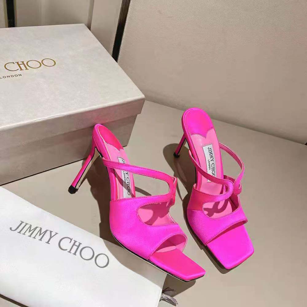 Jimmy Choo Women Anise 95 Fuchsia Satin Mules in 95mm Heel Height - image 5