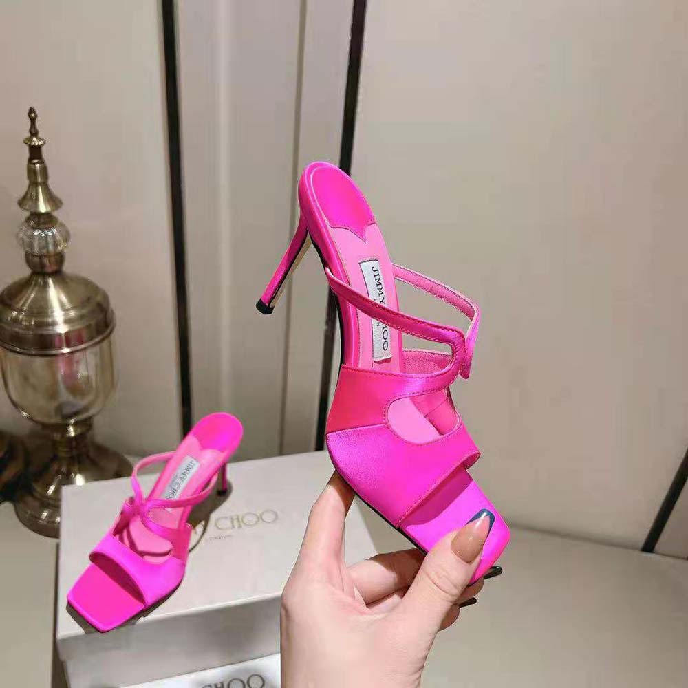 Jimmy Choo Women Anise 95 Fuchsia Satin Mules in 95mm Heel Height - image 6