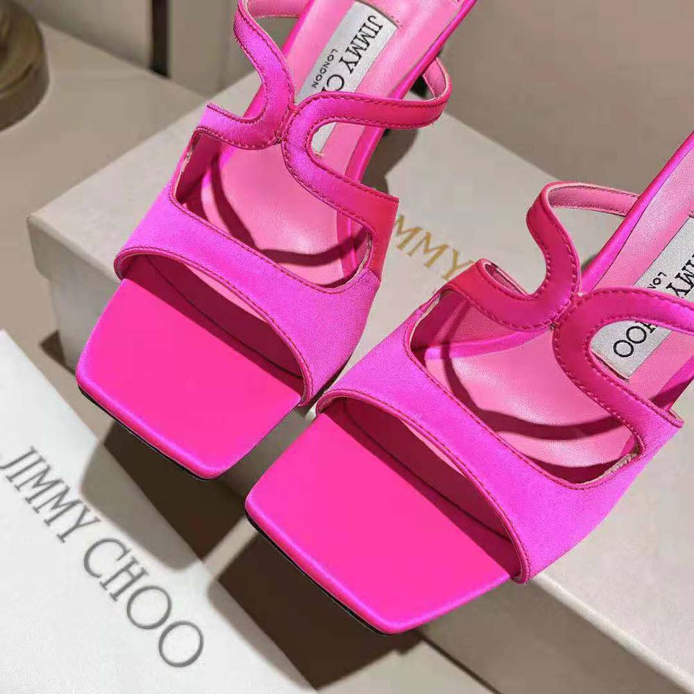Jimmy Choo Women Anise 95 Fuchsia Satin Mules in 95mm Heel Height - image 8